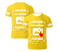 AEDOSW Custom T-Shirts for Men Women Personalized Unisex Crewneck Tee Shirt - Customize Your Image Design with Your Photo Text Logo,Personalized T Shirt Customized Shirts Tee Front Adult Back Gold