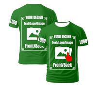 AEDOSW Custom T-Shirts for Men Women Personalized Unisex Crewneck Tee Shirt - Customize Your Image Design with Your Photo Text Logo,Personalized T Shirt Customized Shirts Tee Front Adult Back Green