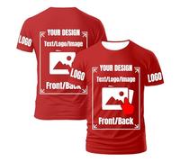 AEDOSW Custom T-Shirts for Men Women Personalized Unisex Crewneck Tee Shirt - Customize Your Image Design with Your Photo Text Logo,Personalized T Shirt Customized Shirts Tee Front Adult Back Red