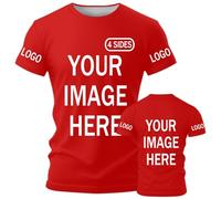 AEDOSW Custom T-Shirts for Men Women Personalized Unisex Crewneck Tee Shirt - Customize Your Image Design with Your Photo Text Logo,Personalized T Shirt Customized Shirts Tee Front Adult Back Red