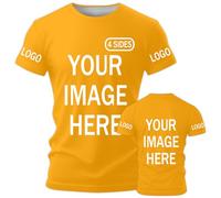 AEDOSW Custom T-Shirts for Men Women Personalized Unisex Crewneck Tee Shirt - Customize Your Image Design with Your Photo Text Logo,Personalized T Shirt Customized Shirts Tee Front Adult Back Orange