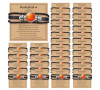 AEDOVE 24 Sets Basketball Bracelets Bulk with Inspirational Cards, Sport Team Gifts Adjustable Cross Charm Bracelets Party Favor Team Gifts for Basketball Players, Coach, Adults, Men & Women