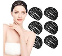 AEDOVE 6 Pieces Mesh Crochet Bandana Hair Net Sleeping Hairnet for Women Hair Net Snoods Hat Rayon Knit Crochet Hairnet Hairbands (Black), Black, 1 Count (Pack of 6)