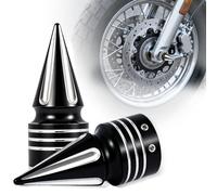 AEEAST Front Axle Nut Covers, Axle Nut Caps Black 3.6" CNC Aluminum Compatible with Harley Davidson Road Glide Street Glide Fat Boy Sportster Softail Iron 883 Dyna 2002-2024