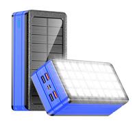 Aeecestore Solar Charger Power Bank 81000mAh Portable Charger with USB-C in/Output PD 30W Fast Charging 5 Out Ports Battery Pack Built-in 32 Led Flashlights for iPhone Samsung Tablet (Blue)