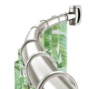 AeedWisp Curved Shower Curtain Rail, 35-76 Inches Adjustable Shower Curtain Pole, Rustproof Brushed Nickel Curved Shower Rail for Bathroom, Living Room, Balcony, Need to Drill