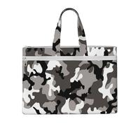 aeegda Ack Grey White Camo Print Canvas Tote Documents Office Supplies Business Meeting Weekend Getaway File Bag