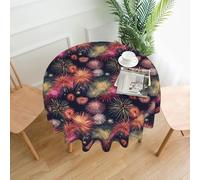 aeegda Beautiful Firework Print Round Tablecloth Reusable Table Cover Decor Dining Room Wedding Outdoor Events