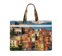 aeegda Beautiful Italy Print Canvas Tote Documents Office Supplies Business Meeting Weekend Getaway File Bag