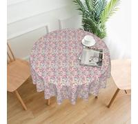 aeegda Beautiful pink flower Print Round Tablecloth Reusable Table Cover Decor Dining Room Wedding Outdoor Events