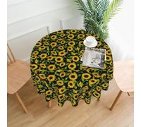 aeegda Beautiful Sunflower Print Round Tablecloth Reusable Table Cover Decor Dining Room Wedding Outdoor Events