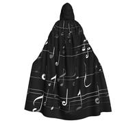 aeegda Black Music Notes Print Hooded Cloak Unisex Costume Robe Cape Hood For Carnival Party Cosplay Celebration