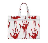 aeegda Bloody Handprints Print Canvas Tote Documents Office Supplies Business Meeting Weekend Getaway File Bag