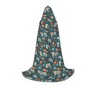 aeegda Gorgeous Meadows Pattern With Floral Elephant In Print Hooded Cloak Unisex Cosplay Seasonal Festival Wear Carnival Gothic Wizard Costume