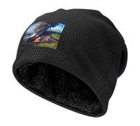 aeegda Kilauea Volcano Bloom Print Men Women Waffle Pullover Hat Winter Headwear Outdoor Indoor Cap for Cold Weather Black