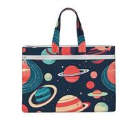 aeegda Outer Space Planets Print Canvas Tote Documents Office Supplies Business Meeting Weekend Getaway File Bag
