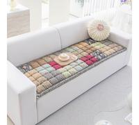 AEEISHOMEREFORM Quilted Cotton Patchwork Sofa Cover, Non-Slip Thickened Couch Protector for 3 Seater Settee, Floral Shabby Chic Furniture Protector for Pets & Kids (Vintage Gray Patchwork, 70x150cm)