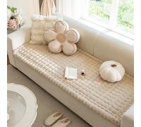 AEEISHOMEREFORM Washable Sofa Covers - Non-Slip Waterproof Couch Covers, Luxury Faux Rabbit Fur Settee Covers for 2/3/4 Seater Couches, Furniture Protector Sofa Slipcovers (Coffee, 70x180 cm)