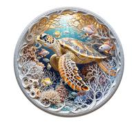 AEEKDOOK Sea Turtle Puzzles for Adults 1000 Pieces, Round Ocean Animal Fish Coral Jigsaw Puzzles 1000 Pieces for Adults, Fun Puzzles with Letters On Back, Challenging Game Toys (26.5 * 26.5in)