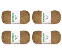 Aeelike 100% cotton yarn, high-quality 4-ply cotton yarn, breathable and skin-friendly wool, suitable for knitting and crocheting scarves, sweaters, hats, gloves, brown