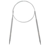 Aeelike 5mm Circular Knitting Needles 100cm, Metal Circular Needles with Flexible Cable, Fixed Stainless Steel Knitting Pins, Long Round Knitting Needles for Blankets Large Projects, Size US 8