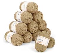 Aeelike 5Ply 600g (12 x 50g) Acrylic Wool for Crochet, Crochet, Knitting - for Knitting, Crocheting and Crafts, Multicoloured, Khaki