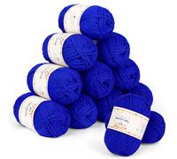 Aeelike 600 g (12 x 50 g) Acrylic Wool for Knitting, 5Ply Acrylic Cotton for Crocheting, Cotton Yarn Wool Colourful Set for Beginners, Experienced Knitters, Jewel Blue