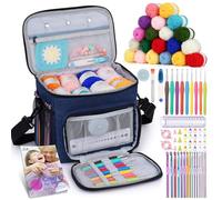 Aeelike 85PCS Crochet Kit, Complete Crochet Kits for Beginners Adults with Instructions, 20x25g Yarn, Metal Crochet Hooks 2mm-10mm, Accessories and Storage Bag, Crochet Starter Kit for Adults - Blue