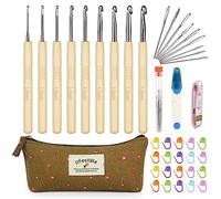 Aeelike Bamboo Crochet Hook Set with Portable Bag, Wooden Crochet Hooks
