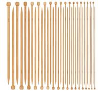 Aeelike Bamboo Knitting Needles, 25cm Wooden Knitting Needles Set for Beginners, Include 2mm 2.25mm 2.5mm 2.75mm 3mm 3.25mm 3.5mm 3.75mm 4mm 4.5mm 5mm 5.5mm 6mm 6.5mm 7mm 8mm 9mm 10mm Bamboo Needles