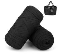 Aeelike Black Tshirt Yarn Crocheting, 2x200g T Shirt Yarn for Crochet Bags