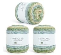 Aeelike Cake Yarn for Crocheting, 3 Skeins Gradient Cake Yarn 100g (3.52 oz) 245m (267 Yards), Super Soft Ombré Yarns Cake Rainbow Cotton Yarn for Making Colorful Crafts, Green Gradient