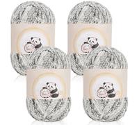 Aeelike Chenille Yarn 400g, 4 Pack Plush Chenille Chunky Yarn for Crochet 100g, Soft Fluffy Baby Velvet Thick Ombre Wool for Knitting Blankets, Scarves, Socks & DIY Crafts, Gradient Grey