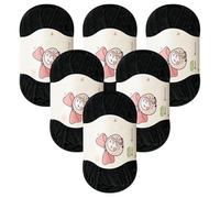 Aeelike Chenille Yarn for Crochet - 6×50g Soft Velvet Plush Skinny Chenille Yarn Set, Thin Chenille Knitting Wool for Baby Blanket, Socks, Scarves, Amigurumi and DIY Crafts - Black