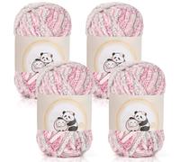 Aeelike Chenille Yarn Set 400g, 4 Pack Plush Chunky Chenille Yarn Gradient, Soft Fluffy Baby Velvet Thick Chunky Knitting Wool for Crochet Amigurumi, Blankets, Scarves, Socks & DIY Crafts