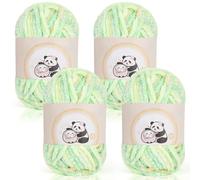 Aeelike Chenille Yarn Set 400g, 4 Pack Plush Thick Chunky Wool for Knitting 100g Balls, Soft Fluffy Velvet Ombre Chenille Yarn for Crochet Amigurumi, Baby Blankets and DIY Crafts