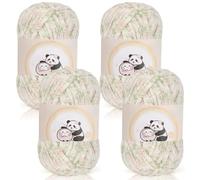 Aeelike Chenille Yarn Set 400g, 4 Pack Plush Thick Chunky Wool for Knitting 100g Balls, Soft Fluffy Velvet Ombre Chenille Yarn for Crochet Amigurumi, Baby Blankets and DIY Crafts