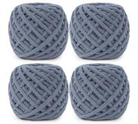 Aeelike Chunky Yarn 400g, 4 Pack Chunky Wool for Knitting 100g Balls, Soft Fluffy Velvet Thick Knitting Wool Grey Yarn for Crochet Blankets, Scarves and Amigurumi (Light Grey)
