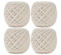 Aeelike Chunky Yarn 400g, 4 Pack Thick Wool for Knitting 100g Balls, Soft Fluffy Velvet Chunky Knitting Wool Beige Yarn for Crochet Blankets, Scarves and Amigurumi (Beige)
