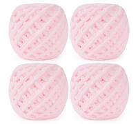 Aeelike Chunky Yarn 400g, 4 Pack Wool for Knitting 100g Balls, Soft Fluffy Velvet Knitting Wool Pink Thick Yarn for Crochet Chunky Blankets, Scarves and Amigurumi (Light Pink)