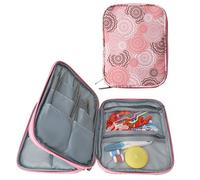 Aeelike Circular Knitting Needles Case Empty, Double-Layer Zip Circular Knitting Needle Storage Organiser, Pink Round Knitting Needle Case