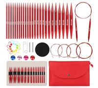 Aeelike Circular Knitting Needles, Interchangeable Circular Knitting Needles Set with Case & Accessories, 13 Pairs of Interchangeable Needles Set with 4 Cables, Circular Knitting Set for Beginners