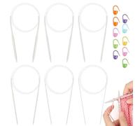 Aeelike Circular Knitting Needles Set 80cm, Circular Needles UK Size 2mm 3mm 4mm 5mm 6mm 7mm, 32 inch Long Round Knitting Needles with Cable for Socks, Hats, Blankets