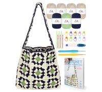 Aeelike Crochet Bag Kit, Crochet Kits for Beginners Adults, Crochet Kit Bag with Instruction, Yarn and Tools, Crochet Bag Making Kit, Learn to Crochet Granny Squares Tote Bag for Beginners Adults UK