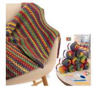 Aeelike Crochet Blanket Kit for Beginners, Vintage Rainbow Blanket, Complete Starter Crochet Kit w Enough & Warm Ombre Wool Yarn, Videos Tutorials, Easy Knitting Kits for Adults