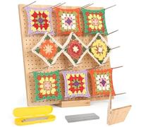 Aeelike Crochet Blocking Board 13 inch, Foldable Crochet Blocking Board and Pins, Large Blocking Board for Crochet Granny Square and Knitting Projects, Crochet Large Blocking Board and Pins 13inch