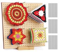 Aeelike Crochet Blocking Board and Pins 11 inch, Blocking Board for Crochet Large, Crochet Granny Square Blocking Board, Wooden Blocking Board for Crocheting and Knitting Projects, Crochet Peg Board