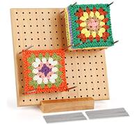 Aeelike Crochet Blocking Board and Pins, 7.9inch Blocking Board for Crochet | Granny Square Blocking Board, Wooden Blocking Board, with 20 Pcs Metal Pins, for Crochet & Knitting Projects