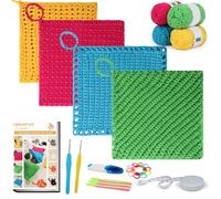 Aeelike Crochet Kit, Dishcloths Crochet Kits for Beginners Adults, Easy Crochet Dishcloths Kit with Instruction Yarn Crochet Hooks Supplies, Learn to Crochet Dishcloth Starter Set Kit for Beginners UK