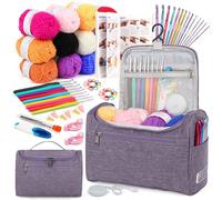 Aeelike Crochet Kits for Beginners Adults, Complete Beginners Crochet Kit with Instructions 12Pcs x 25g Yarn Crochet Hooks and Accessories, Crochet Starter Kits for Beginners Adults Advanced - Purple